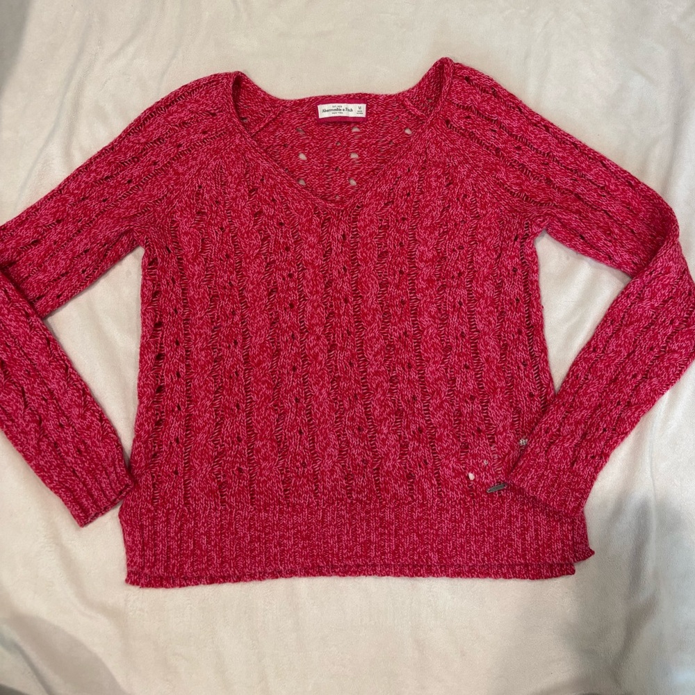 Abercrombie & Fitch raspberry/pink V-Neck Sweater